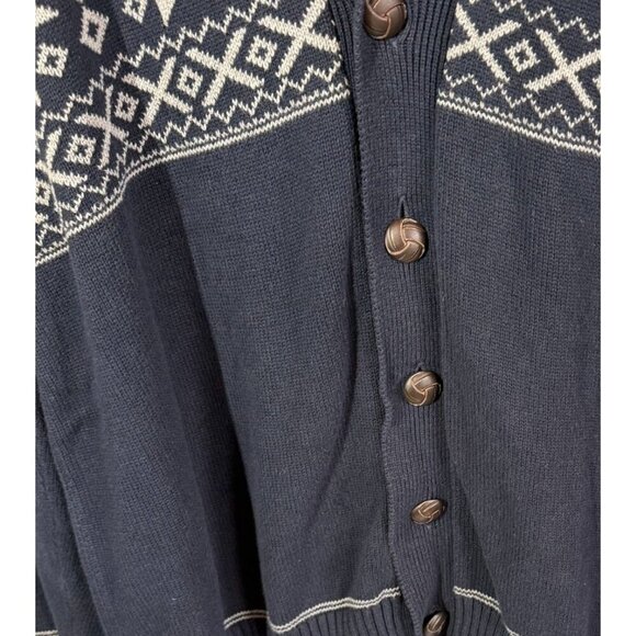 Weatherproof Mens Navy Blue Snow Flake Cardigan Sweater XL Cotton Grandpa Core - Picture 11 of 14